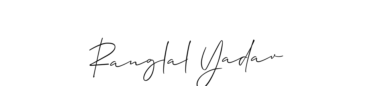 The best way (Allison_Script) to make a short signature is to pick only two or three words in your name. The name Ranglal Yadav include a total of six letters. For converting this name. Ranglal Yadav signature style 2 images and pictures png