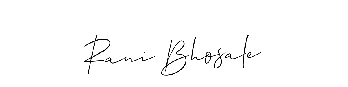 How to make Rani Bhosale name signature. Use Allison_Script style for creating short signs online. This is the latest handwritten sign. Rani Bhosale signature style 2 images and pictures png