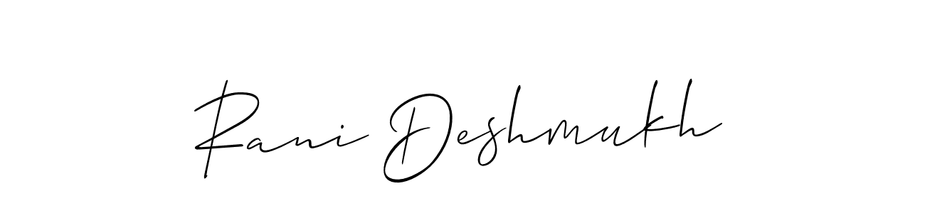 Make a short Rani Deshmukh signature style. Manage your documents anywhere anytime using Allison_Script. Create and add eSignatures, submit forms, share and send files easily. Rani Deshmukh signature style 2 images and pictures png