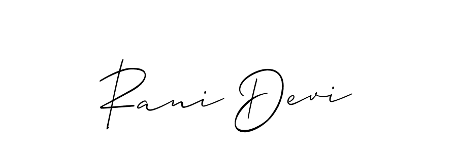 if you are searching for the best signature style for your name Rani Devi. so please give up your signature search. here we have designed multiple signature styles  using Allison_Script. Rani Devi signature style 2 images and pictures png