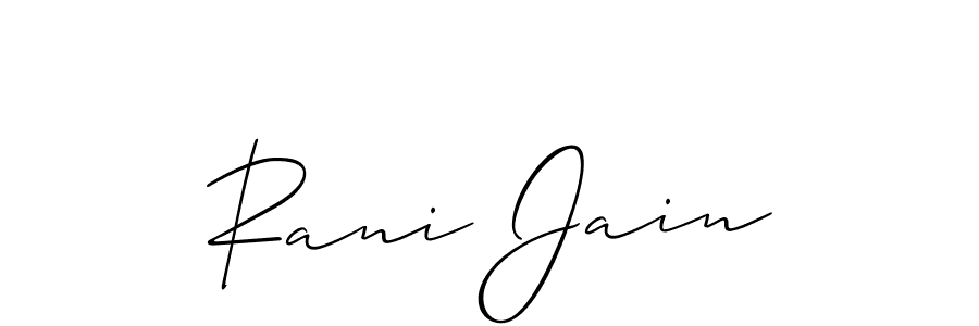 The best way (Allison_Script) to make a short signature is to pick only two or three words in your name. The name Rani Jain include a total of six letters. For converting this name. Rani Jain signature style 2 images and pictures png