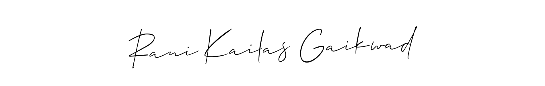 Similarly Allison_Script is the best handwritten signature design. Signature creator online .You can use it as an online autograph creator for name Rani Kailas Gaikwad. Rani Kailas Gaikwad signature style 2 images and pictures png