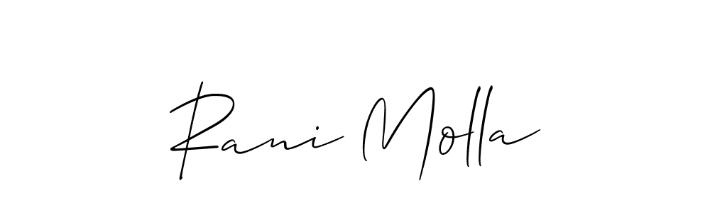 Make a short Rani Molla signature style. Manage your documents anywhere anytime using Allison_Script. Create and add eSignatures, submit forms, share and send files easily. Rani Molla signature style 2 images and pictures png