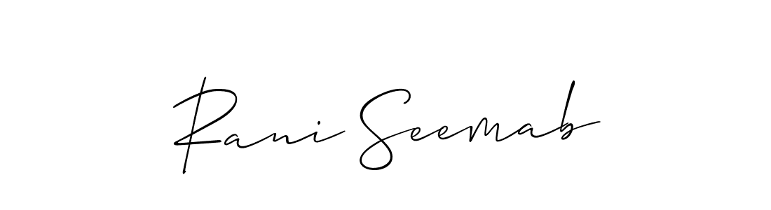 if you are searching for the best signature style for your name Rani Seemab. so please give up your signature search. here we have designed multiple signature styles  using Allison_Script. Rani Seemab signature style 2 images and pictures png