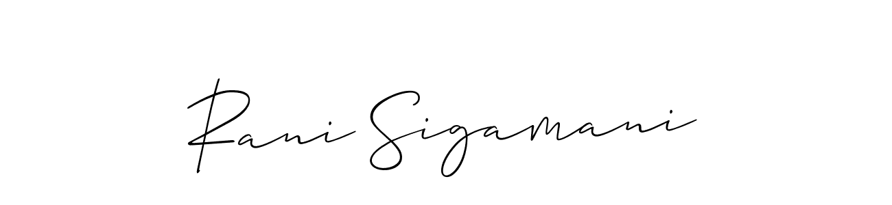 Create a beautiful signature design for name Rani Sigamani. With this signature (Allison_Script) fonts, you can make a handwritten signature for free. Rani Sigamani signature style 2 images and pictures png