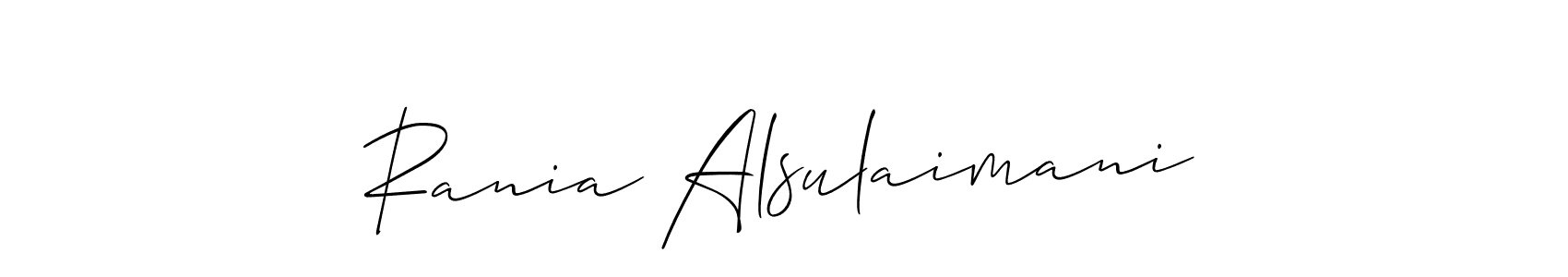 Also You can easily find your signature by using the search form. We will create Rania Alsulaimani name handwritten signature images for you free of cost using Allison_Script sign style. Rania Alsulaimani signature style 2 images and pictures png