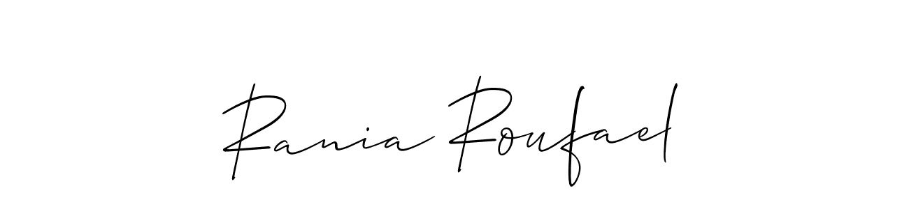 Create a beautiful signature design for name Rania Roufael. With this signature (Allison_Script) fonts, you can make a handwritten signature for free. Rania Roufael signature style 2 images and pictures png