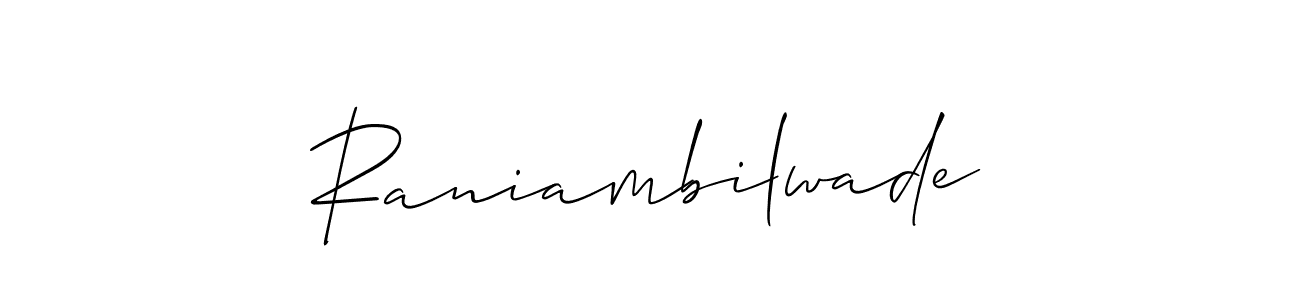 It looks lik you need a new signature style for name Raniambilwade. Design unique handwritten (Allison_Script) signature with our free signature maker in just a few clicks. Raniambilwade signature style 2 images and pictures png