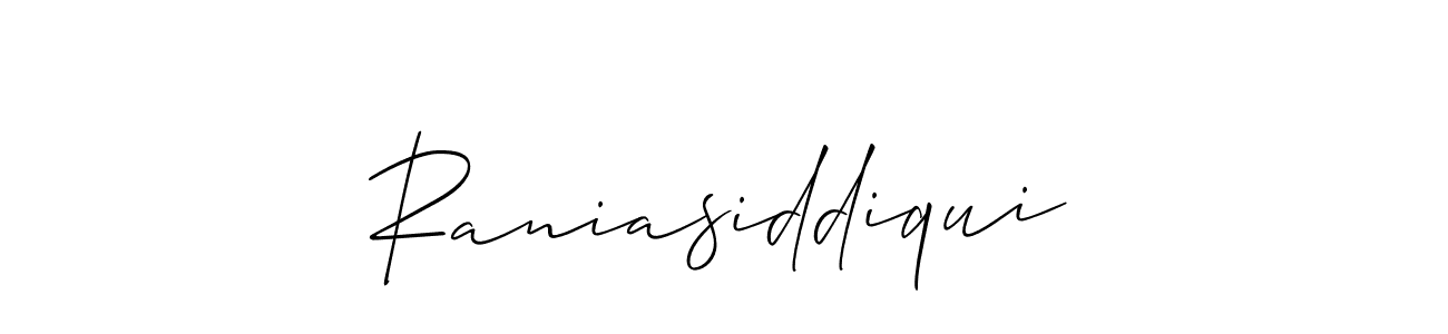 How to make Raniasiddiqui name signature. Use Allison_Script style for creating short signs online. This is the latest handwritten sign. Raniasiddiqui signature style 2 images and pictures png