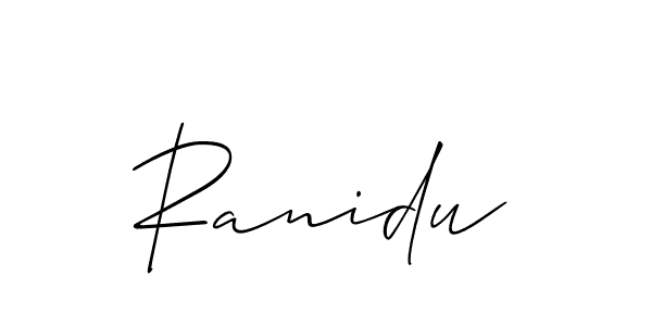 Design your own signature with our free online signature maker. With this signature software, you can create a handwritten (Allison_Script) signature for name Ranidu. Ranidu signature style 2 images and pictures png