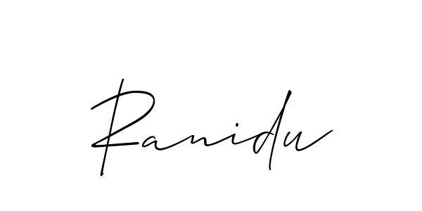 Design your own signature with our free online signature maker. With this signature software, you can create a handwritten (Allison_Script) signature for name Ranidu. Ranidu signature style 2 images and pictures png