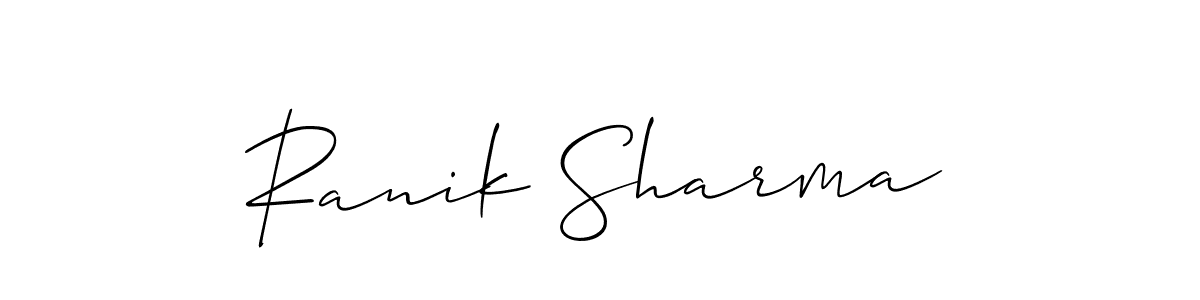 How to make Ranik Sharma signature? Allison_Script is a professional autograph style. Create handwritten signature for Ranik Sharma name. Ranik Sharma signature style 2 images and pictures png