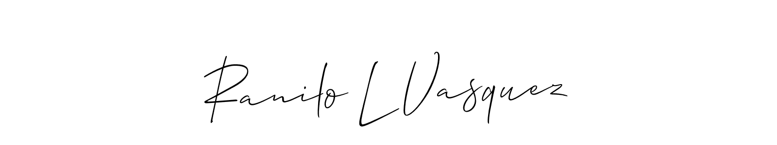 How to Draw Ranilo L Vasquez signature style? Allison_Script is a latest design signature styles for name Ranilo L Vasquez. Ranilo L Vasquez signature style 2 images and pictures png