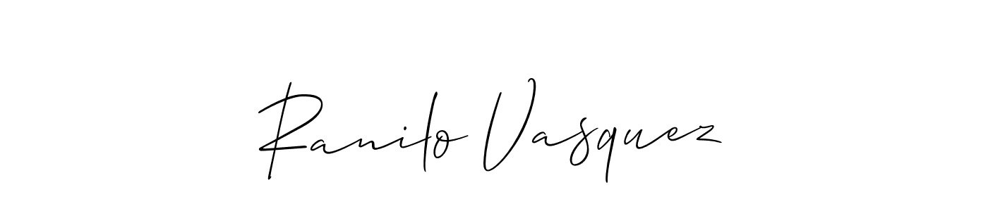 How to Draw Ranilo Vasquez signature style? Allison_Script is a latest design signature styles for name Ranilo Vasquez. Ranilo Vasquez signature style 2 images and pictures png