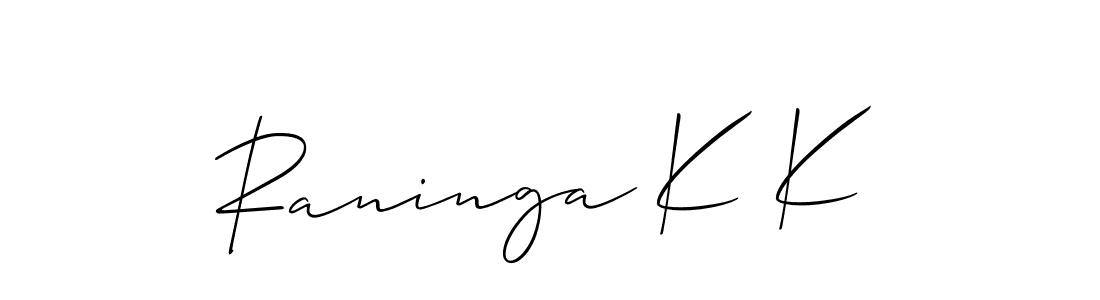 Also You can easily find your signature by using the search form. We will create Raninga K K name handwritten signature images for you free of cost using Allison_Script sign style. Raninga K K signature style 2 images and pictures png