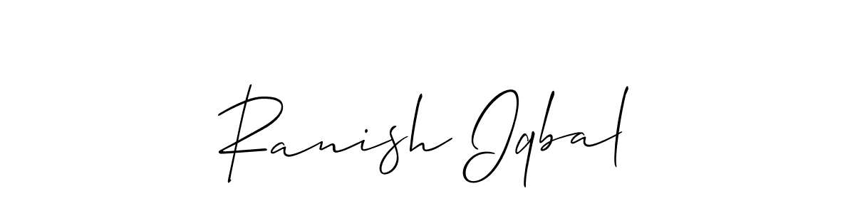 This is the best signature style for the Ranish Iqbal name. Also you like these signature font (Allison_Script). Mix name signature. Ranish Iqbal signature style 2 images and pictures png