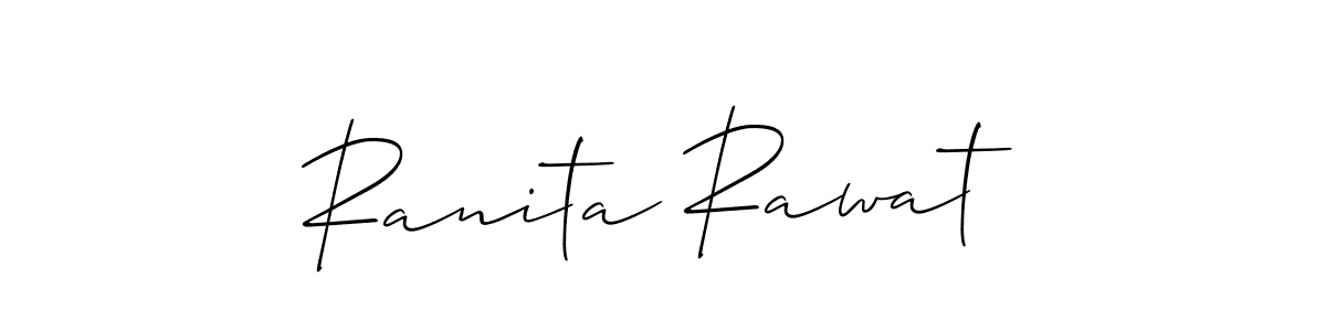 The best way (Allison_Script) to make a short signature is to pick only two or three words in your name. The name Ranita Rawat include a total of six letters. For converting this name. Ranita Rawat signature style 2 images and pictures png