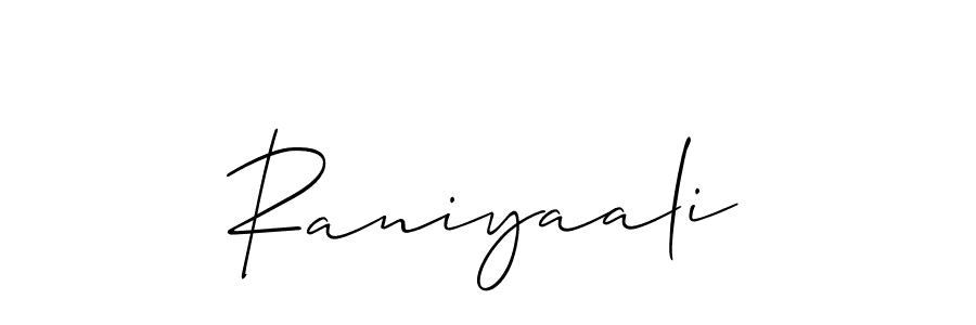 Create a beautiful signature design for name Raniyaali. With this signature (Allison_Script) fonts, you can make a handwritten signature for free. Raniyaali signature style 2 images and pictures png