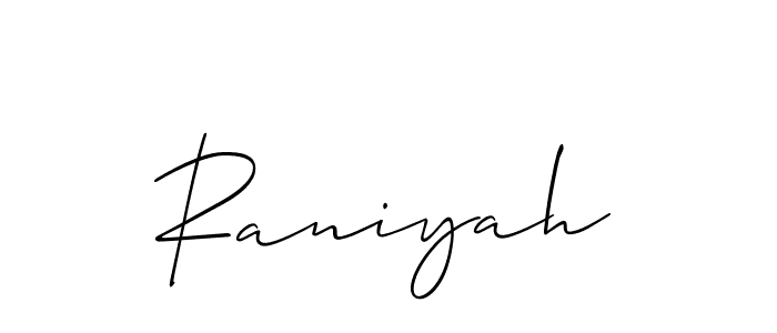 You should practise on your own different ways (Allison_Script) to write your name (Raniyah) in signature. don't let someone else do it for you. Raniyah signature style 2 images and pictures png