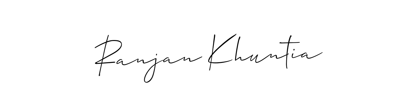 if you are searching for the best signature style for your name Ranjan Khuntia. so please give up your signature search. here we have designed multiple signature styles  using Allison_Script. Ranjan Khuntia signature style 2 images and pictures png