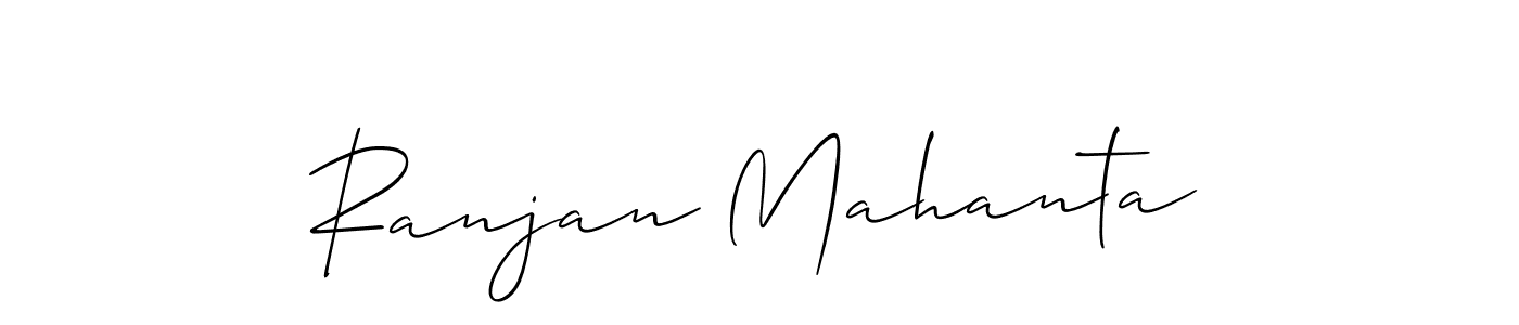The best way (Allison_Script) to make a short signature is to pick only two or three words in your name. The name Ranjan Mahanta include a total of six letters. For converting this name. Ranjan Mahanta signature style 2 images and pictures png
