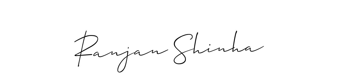 The best way (Allison_Script) to make a short signature is to pick only two or three words in your name. The name Ranjan Shinha include a total of six letters. For converting this name. Ranjan Shinha signature style 2 images and pictures png