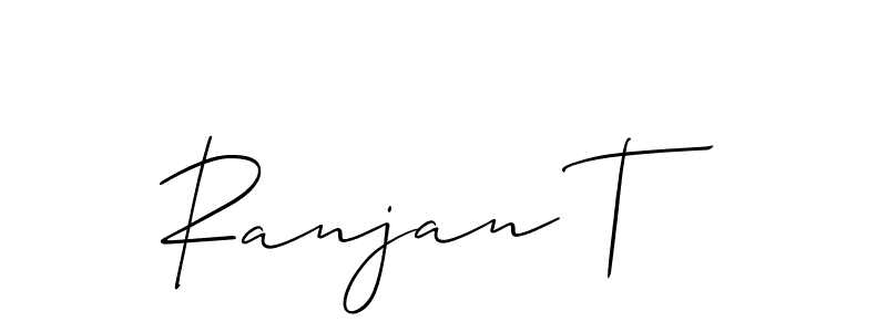 The best way (Allison_Script) to make a short signature is to pick only two or three words in your name. The name Ranjan T include a total of six letters. For converting this name. Ranjan T signature style 2 images and pictures png