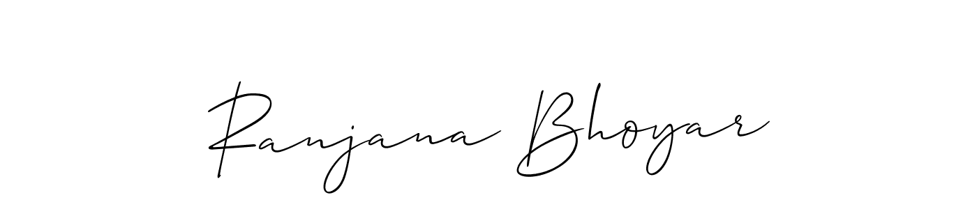 You should practise on your own different ways (Allison_Script) to write your name (Ranjana Bhoyar) in signature. don't let someone else do it for you. Ranjana Bhoyar signature style 2 images and pictures png