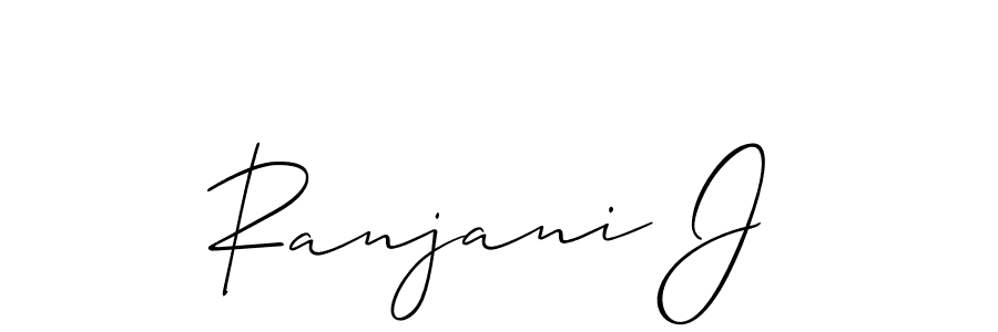 if you are searching for the best signature style for your name Ranjani J. so please give up your signature search. here we have designed multiple signature styles  using Allison_Script. Ranjani J signature style 2 images and pictures png