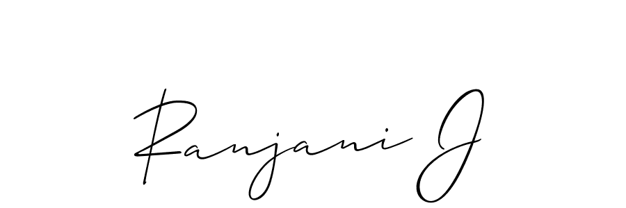 It looks lik you need a new signature style for name Ranjani J. Design unique handwritten (Allison_Script) signature with our free signature maker in just a few clicks. Ranjani J signature style 2 images and pictures png