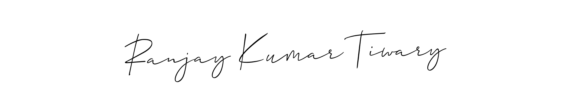 The best way (Allison_Script) to make a short signature is to pick only two or three words in your name. The name Ranjay Kumar Tiwary include a total of six letters. For converting this name. Ranjay Kumar Tiwary signature style 2 images and pictures png