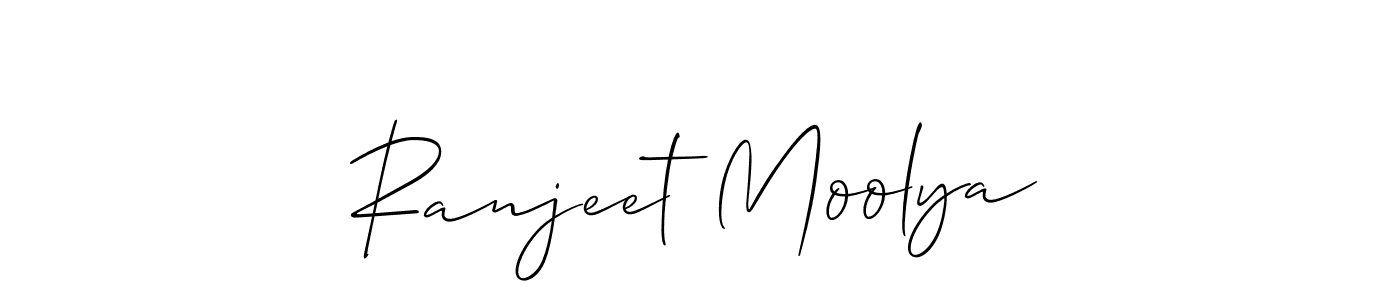 It looks lik you need a new signature style for name Ranjeet Moolya. Design unique handwritten (Allison_Script) signature with our free signature maker in just a few clicks. Ranjeet Moolya signature style 2 images and pictures png