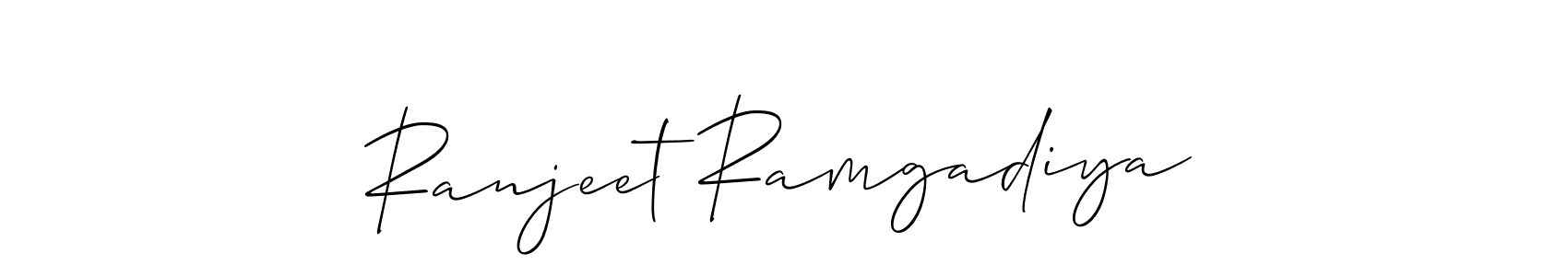 How to Draw Ranjeet Ramgadiya signature style? Allison_Script is a latest design signature styles for name Ranjeet Ramgadiya. Ranjeet Ramgadiya signature style 2 images and pictures png