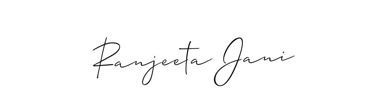 You should practise on your own different ways (Allison_Script) to write your name (Ranjeeta Jani) in signature. don't let someone else do it for you. Ranjeeta Jani signature style 2 images and pictures png
