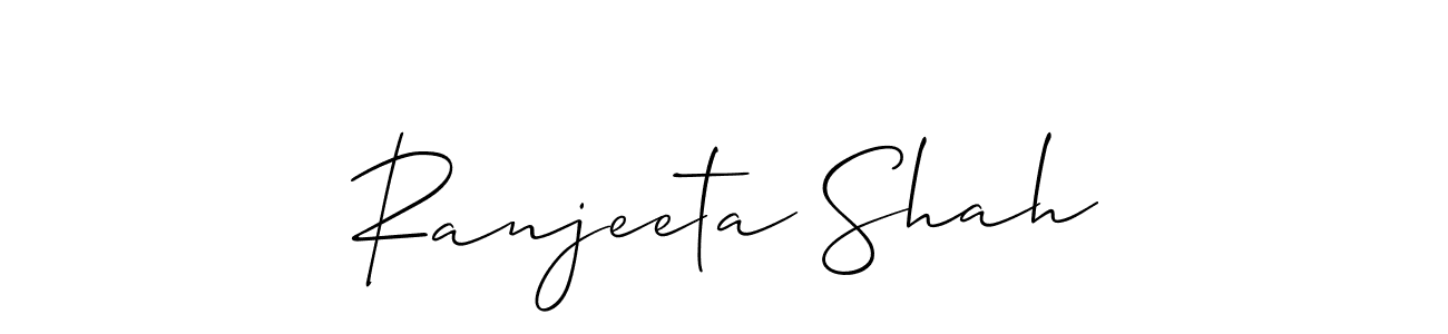 How to make Ranjeeta Shah name signature. Use Allison_Script style for creating short signs online. This is the latest handwritten sign. Ranjeeta Shah signature style 2 images and pictures png