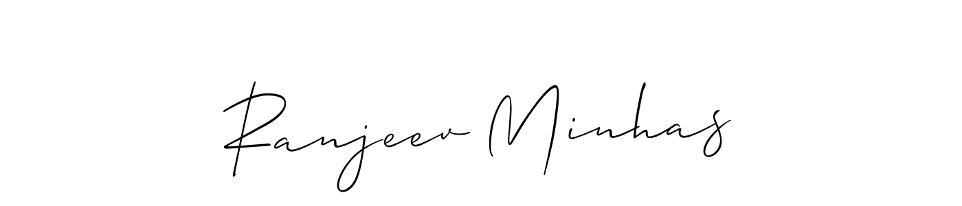 Make a beautiful signature design for name Ranjeev Minhas. With this signature (Allison_Script) style, you can create a handwritten signature for free. Ranjeev Minhas signature style 2 images and pictures png