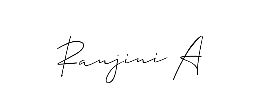 Similarly Allison_Script is the best handwritten signature design. Signature creator online .You can use it as an online autograph creator for name Ranjini A. Ranjini A signature style 2 images and pictures png