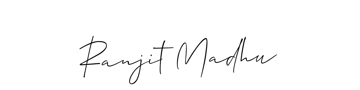 Allison_Script is a professional signature style that is perfect for those who want to add a touch of class to their signature. It is also a great choice for those who want to make their signature more unique. Get Ranjit Madhu name to fancy signature for free. Ranjit Madhu signature style 2 images and pictures png