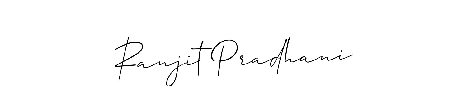 The best way (Allison_Script) to make a short signature is to pick only two or three words in your name. The name Ranjit Pradhani include a total of six letters. For converting this name. Ranjit Pradhani signature style 2 images and pictures png