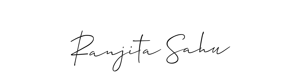 You should practise on your own different ways (Allison_Script) to write your name (Ranjita Sahu) in signature. don't let someone else do it for you. Ranjita Sahu signature style 2 images and pictures png