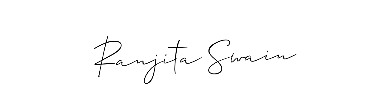The best way (Allison_Script) to make a short signature is to pick only two or three words in your name. The name Ranjita Swain include a total of six letters. For converting this name. Ranjita Swain signature style 2 images and pictures png