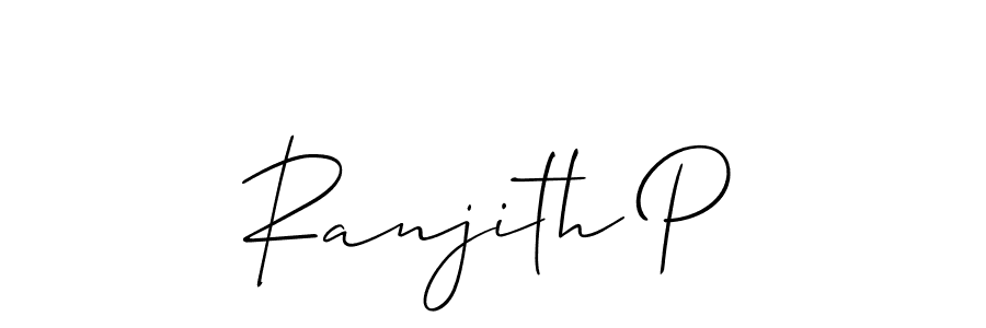 Also You can easily find your signature by using the search form. We will create Ranjith P name handwritten signature images for you free of cost using Allison_Script sign style. Ranjith P signature style 2 images and pictures png