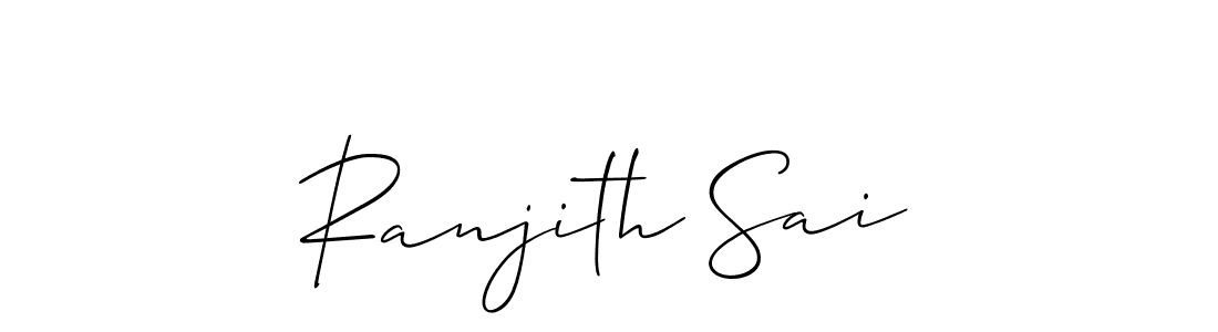 The best way (Allison_Script) to make a short signature is to pick only two or three words in your name. The name Ranjith Sai include a total of six letters. For converting this name. Ranjith Sai signature style 2 images and pictures png