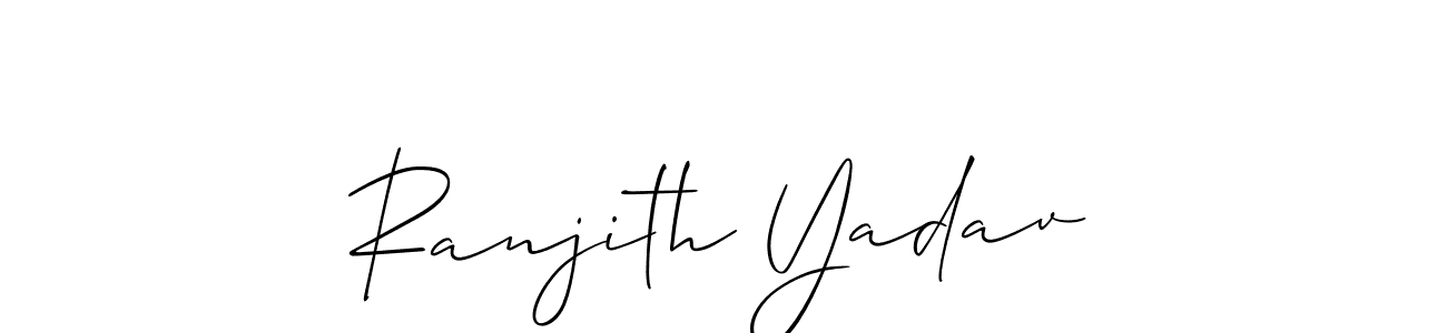 The best way (Allison_Script) to make a short signature is to pick only two or three words in your name. The name Ranjith Yadav include a total of six letters. For converting this name. Ranjith Yadav signature style 2 images and pictures png