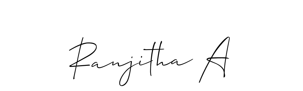 How to make Ranjitha A signature? Allison_Script is a professional autograph style. Create handwritten signature for Ranjitha A name. Ranjitha A signature style 2 images and pictures png