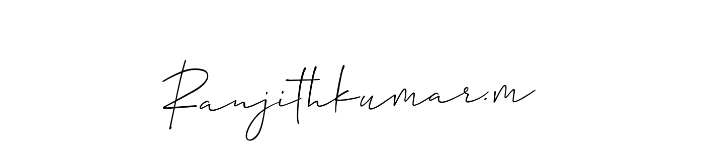 This is the best signature style for the Ranjithkumar.m name. Also you like these signature font (Allison_Script). Mix name signature. Ranjithkumar.m signature style 2 images and pictures png