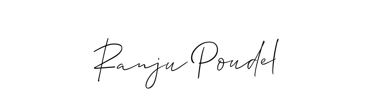 How to make Ranju Poudel name signature. Use Allison_Script style for creating short signs online. This is the latest handwritten sign. Ranju Poudel signature style 2 images and pictures png