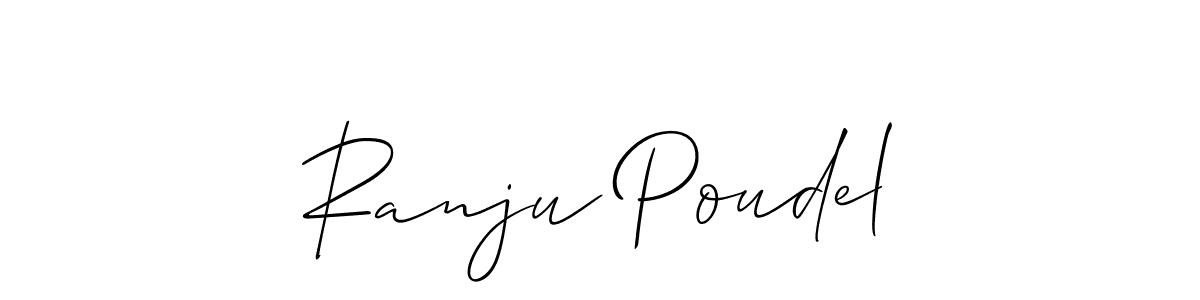 How to make Ranju Poudel name signature. Use Allison_Script style for creating short signs online. This is the latest handwritten sign. Ranju Poudel signature style 2 images and pictures png