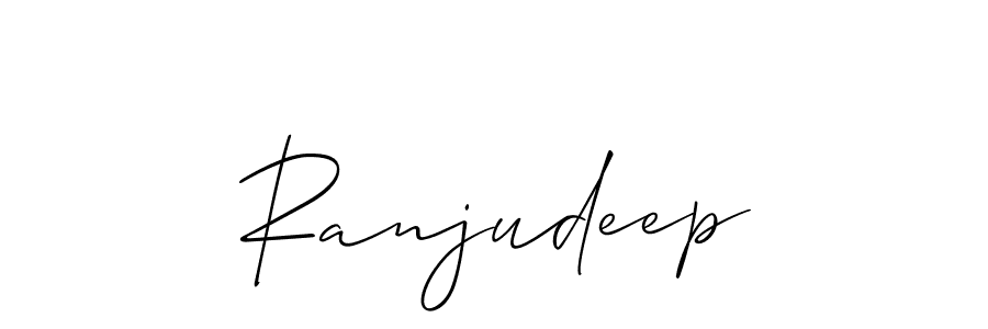 Allison_Script is a professional signature style that is perfect for those who want to add a touch of class to their signature. It is also a great choice for those who want to make their signature more unique. Get Ranjudeep name to fancy signature for free. Ranjudeep signature style 2 images and pictures png