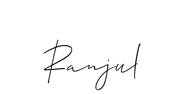 The best way (Allison_Script) to make a short signature is to pick only two or three words in your name. The name Ranjul include a total of six letters. For converting this name. Ranjul signature style 2 images and pictures png